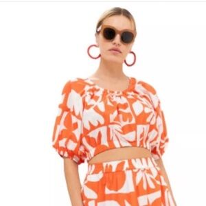 Oliphant Vibrant Orange and White Crop Top - XS